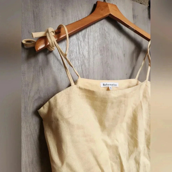 Reformation Aubree Linen Dressin Parmesean XS Women's - Picture 8 of 10